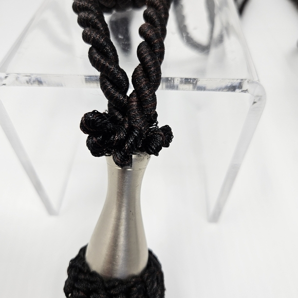 Tassel Curtain Tie Backs Black & Silver Beads Set of 2 Decorator Detail - Picture 9 of 12